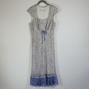 Ombre Milkmaid Floral Dress Size 10 Blue Cottagecore Babydoll